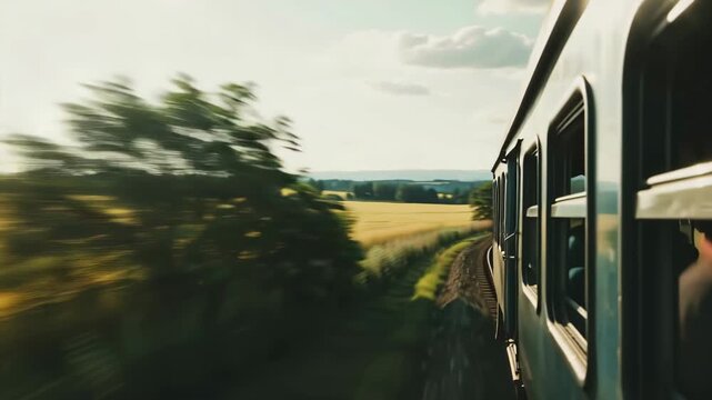 Train Journey Scenic View from Train Window, Travel, Motion