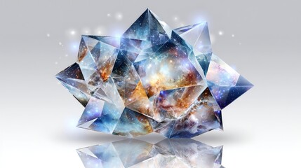 Abstract Geometric Crystal Structure With Glowing Effects