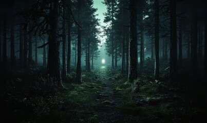 Fototapeta premium Enigmatic path through shadows toward illumination.