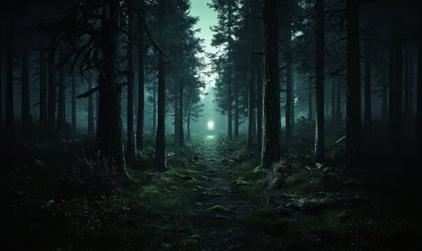 Enigmatic path through shadows toward illumination.