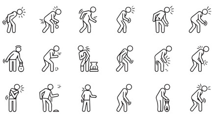 Fototapeta premium Human body in pain or suffering, different problems such as backache, arthritis, knee pain, leg pain, and other conditions