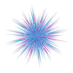 Energetic abstract starburst design featuring radiant blue and pink lines creating a luminous burst