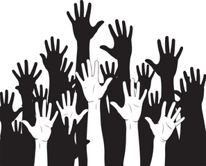 Fototapeta premium Diverse Hands Raised in Unity and Support Illustration