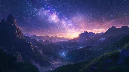 Breathtaking starlit scenery surrounding crystal lake high resolution picture