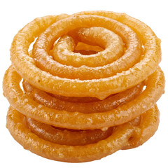 Fototapeta premium Crispy Stacked Jalebi Indian Sweet Spiral Dessert
