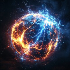 Bright nebula sphere crackling with electric fire high resolution picture