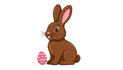 Obraz premium Cartoon bunny sitting next to decorated Easter egg 