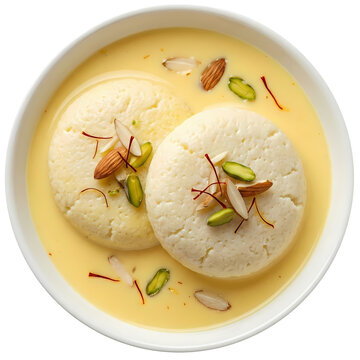 Traditional Indian Ras Malai Dessert in Saffron Milk