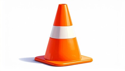 Traffic cone placed on a clean white background is perfect for safety and directional guidance in various settings