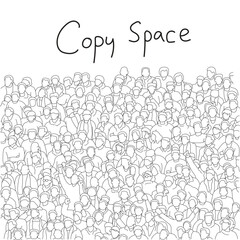people cheering in a stadium with copy space illustration vector hand drawn with black lines