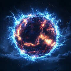 Cosmic energy orb blazing with molten currents high resolution picture