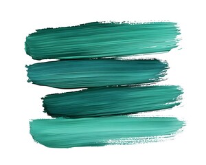 Four horizontal strokes of teal paint are layered one above the other on a white background