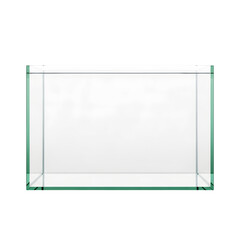 Empty clear glass aquarium tank for fish isolated on transparent background