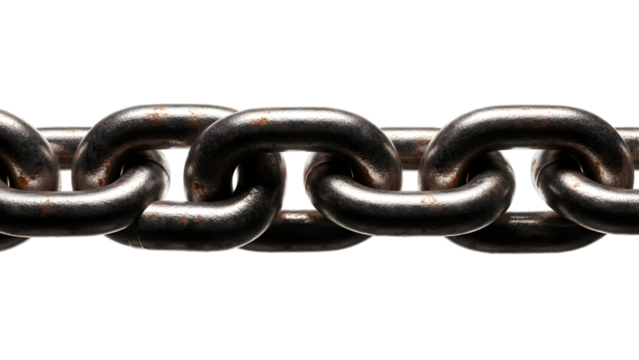 A rusty metal chain isolated on transparent background