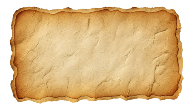 Vintage crumpled paper with burnt edges isolated on transparent background - Powered by Adobe