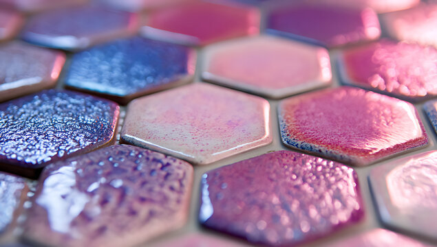 A close-up of the hexagonal tiles