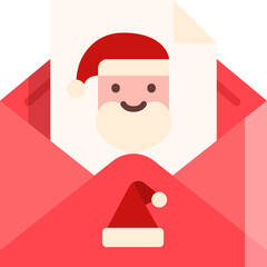 santa claus invitation christmas greeting card message flat icon