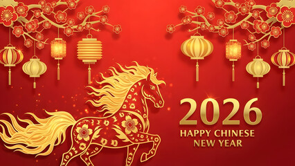 Fototapeta premium 2026 Chinese New Year Horse Zodiac Lanterns Festival
