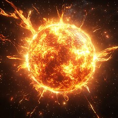 Fiery solar sphere erupting with blazing plasma high resolution picture