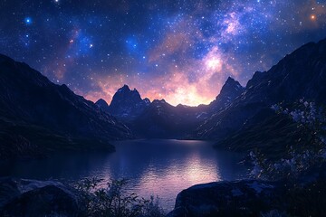 Glittering universe stretching across high peaks high resolution picture