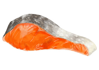 リアルな生鮭の切り身イラスト