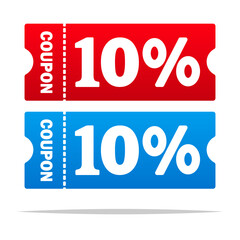 10% percent off coupon vector isolated illustration