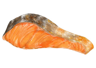 美味しそうな焼き目がついた、リアルな焼き鮭の切り身イラスト