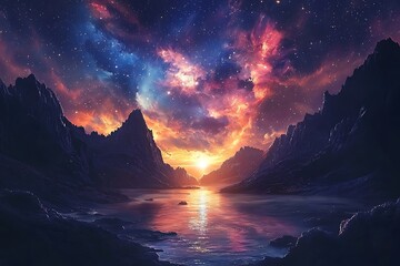 Magical dawn shimmering across tranquil waters high resolution picture