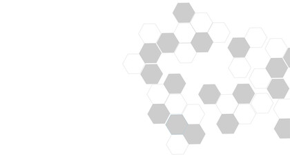 Geometric technology white and grey hexagon background. Abstract vector illustration Science technology and medical concept hexagon on transparent background