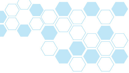 Abstract blue hexagon background. Geometric shape technology digital hi tech banner.