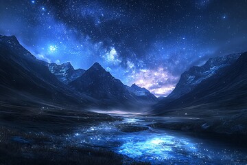 Stunning night sky above majestic peaks high resolution picture