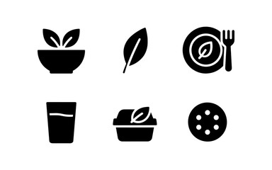 Eco-friendly food icons set for sustainable living