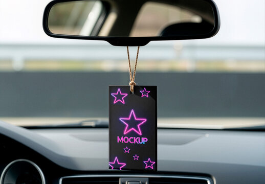 Car Air Freshener Mockup Hanging