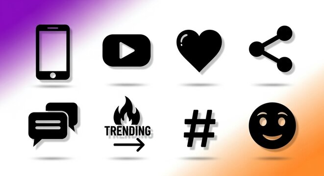 Boost your brand with these creative social media icons featuring trending topics, shareable content, and positive engagement for modern digital marketing strategies - Powered by Adobe