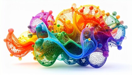 “Radial abstract network diagram with multicolored nodes and gradient background.”