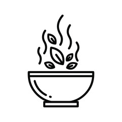 Herbal Tea Bowl with Steaming Leaves Icon