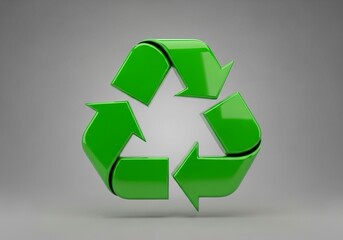 Obraz premium Vibrant green recycling symbol promoting sustainability and environmental awareness, ideal for eco-friendly campaigns and waste reduction initiatives