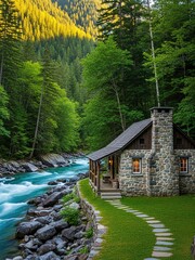 Peaceful Forest Cabin by the River &ndash; Nature Retreat Escape