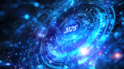 Annual Horoscope "2025" with Predictions of Lunar Nodes on Virgo-Pisces Axis and Natal Chart Illustration, symbolic astrology forecast background with copy space