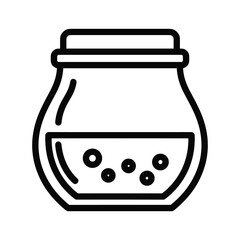 Glass Jar with Liquid and Bubbles Outline Icon