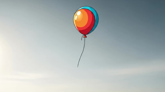A colorful balloon floats serenely in a vast, clear sky, symbolizing freedom and lightness.
