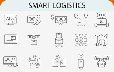 ai political analytics icon set, voter survey government data outline vector