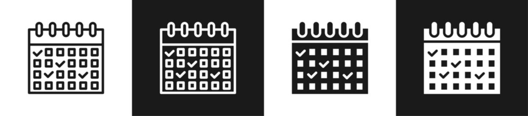 Content Calendar Line N Glyph Style In White And Black Background