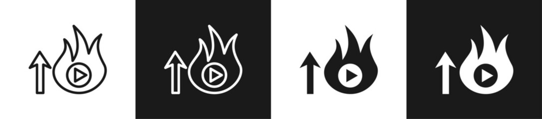 Viral Content Line N Glyph Style In White And Black Background