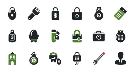 Secure your future with these eye-catching icons, perfect for finance, security, and business projects that need a modern and trustworthy touch, sure to make your brand stand out