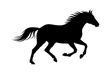 A Running Horse Black Silhouette Vector Illustration
