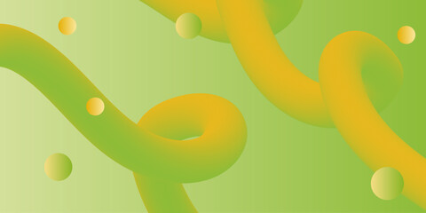 Obraz premium Abstract background with gradient colorful motion twisted liquid line shape. Green, yellow 3d effect fluid flow wave. Vector illustration