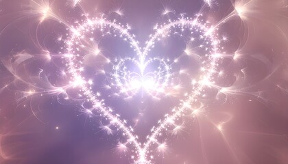 Fractal Heart Pattern Light Glow Abstract Romance Concept