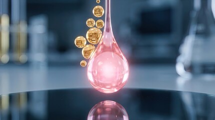 A close-up view of a glistening drop, showcasing the innovative science and formulation. This image focuses on the aesthetics of a scientific breakthrough.