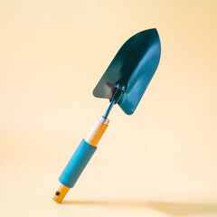 Gardening shovel on color background.Garden tool.